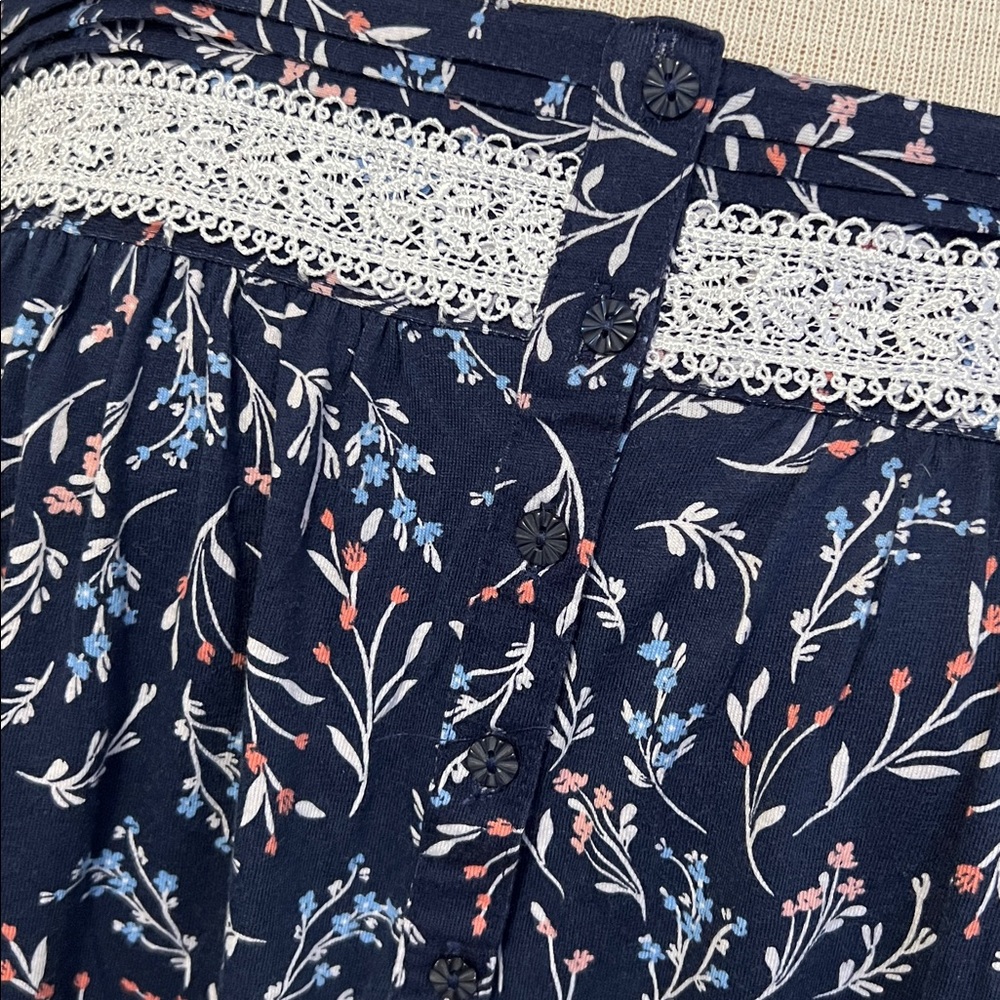 NWT Croft & Barrow Navy Blue Floral Print Long Nightgown Size 3X - Picture 4 of 14